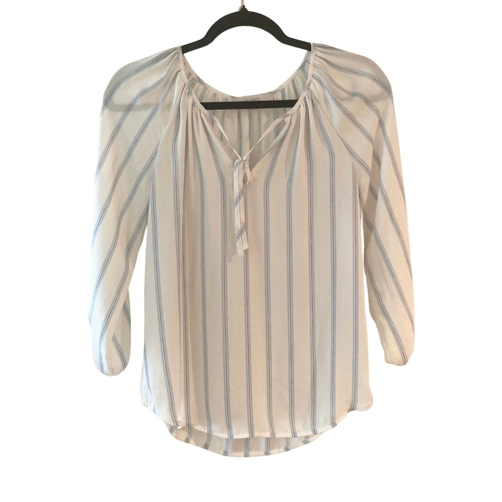LOFT White Blue Striped Blouse Size XS